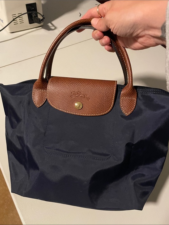 Longchamp Handbags - Longchamp lepilage Navy Nylon Tote with Brown Leather Trim